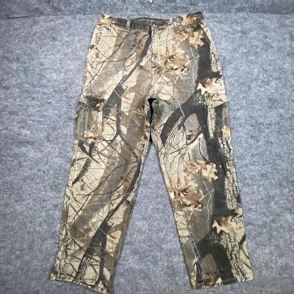 Realtree Hardwoods 20-200 Camo Cargo‎ Pants Mens 36x32 Brown Tree Leaf Print